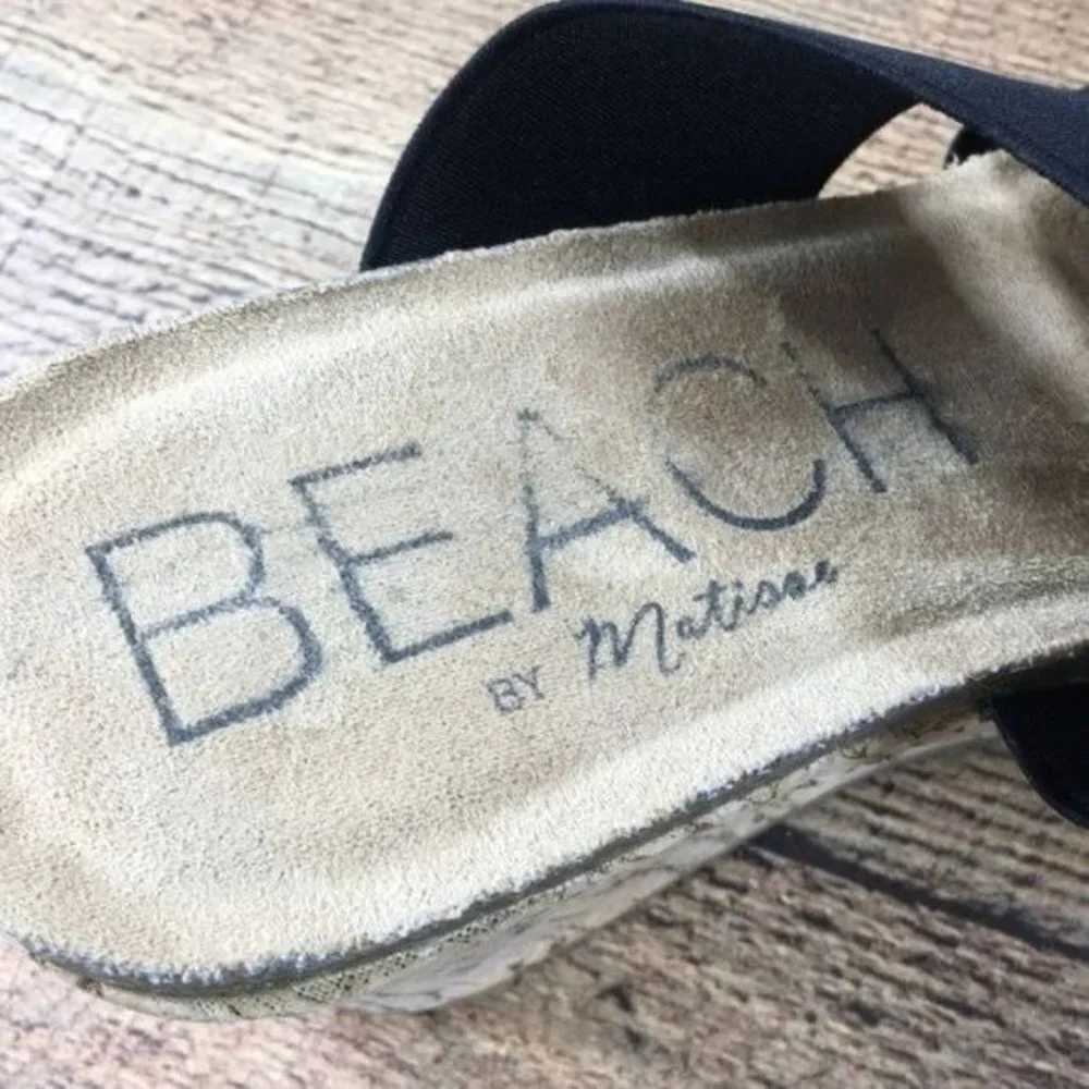Beach By Mattise‎ Bare All Black Cork Wedge Sandals